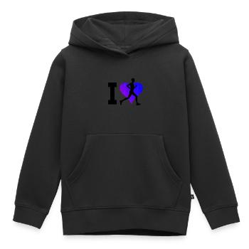 Course Hommes Femmes Jogging Jogging Course à pied - Sweat Premium à capuche enfant bio - noir - Devant - AI Model Kid Male (0cm)