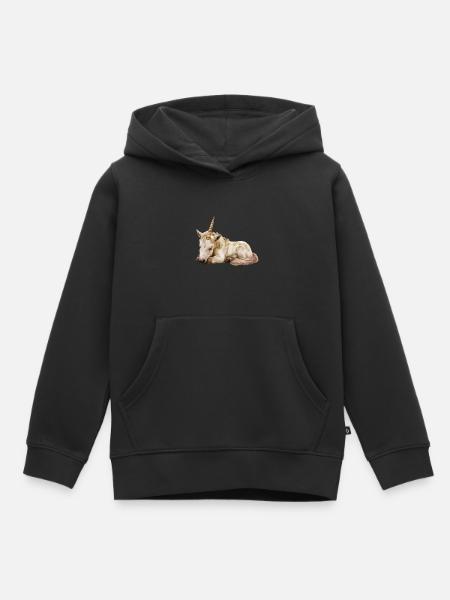Einhorn - Kinder Premium Organic Hoodie - Schwarz