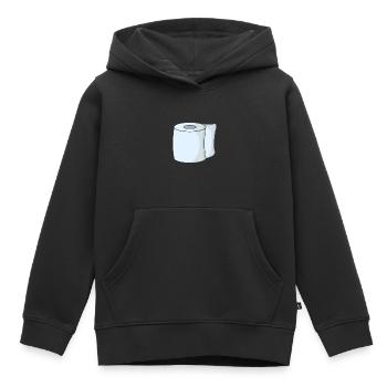 Papier toilette papier toilette - Sweat Premium à capuche enfant bio - noir - Devant - AI Model Kid Male (0cm)