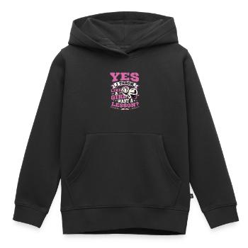 Ja Ich werfe wie ein Mädchen, will Eine Lektion - Kinder Premium Organic Hoodie - Schwarz - Vorne - AI Model Kid Male (0cm)