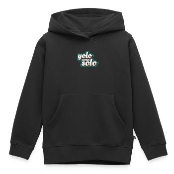Solo proud single, Happy single - Sweat Premium à capuche enfant bio - noir - Devant - AI Model Kid Male (0cm)