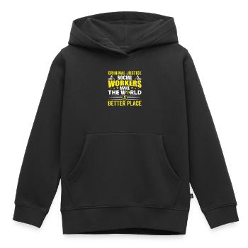 Travailleurs sociaux de la justice pénale - Sweat Premium à capuche enfant bio - noir - Devant - AI Model Kid Male (0cm)