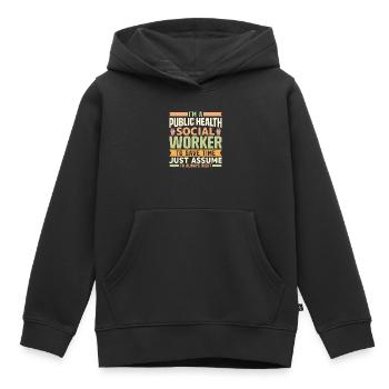 Je suis un travailleur social en santé publique - Sweat Premium à capuche enfant bio - noir - Devant - AI Model Kid Male (0cm)