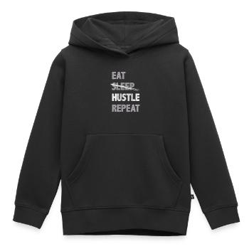 Eat Hustle Répéter l’inspiration de motivation - Sweat Premium à capuche enfant bio - noir - Devant - AI Model Kid Male (0cm)
