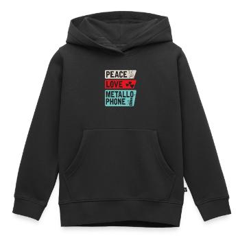 Peace Love Metallo Phone Joueurs - Sweat Premium à capuche enfant bio - noir - Devant - AI Model Kid Male (0cm)