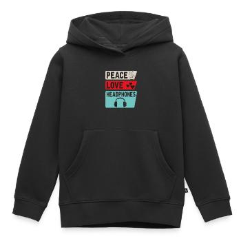 Peace Love Headphones Music Headphones - Kinder Premium Organic Hoodie - Schwarz - Vorne - AI Model Kid Male (0cm)
