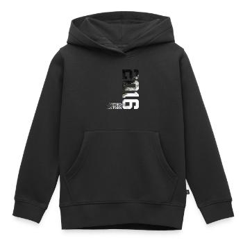 ÉDITION LIMITÉE 2016 COOL 10E ANNIVERSAIRE - Sweat Premium à capuche enfant bio - noir - Devant - AI Model Kid Male (0cm)