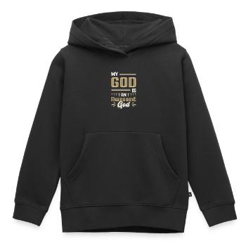 Mein Gott ist ein großartiger Gott. - Kinder Premium Organic Hoodie - Schwarz - Vorne - AI Model Kid Male (0cm)