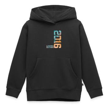 10E ÉDITION LIMITÉE DU 10E ANNIVERSAIRE 2016 - Sweat Premium à capuche enfant bio - noir - Devant - AI Model Kid Male (0cm)