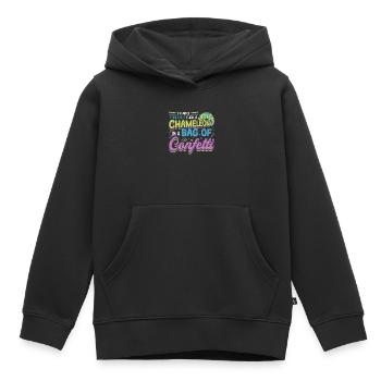 Plus confus qu’un caméléon - Sweat Premium à capuche enfant bio - noir - Devant - AI Model Kid Male (0cm)