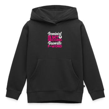 Égalité des sexes Égalité des sexes - Sweat Premium à capuche enfant bio - noir - Devant - AI Model Kid Male (0cm)