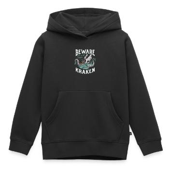 Beware of the Kraken - Kids Premium Organic Hoodie - black - Front - AI Model Kid Male (0cm)