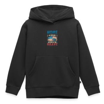 Home Of The Free Because Of The Brave Patriotic. - Kinder Premium Organic Hoodie - Schwarz - Vorne - AI Model Kid Male (0cm)