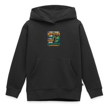 Joueur de harpe, joueur de harpe, harpe - Sweat Premium à capuche enfant bio - noir - Devant - AI Model Kid Male (0cm)