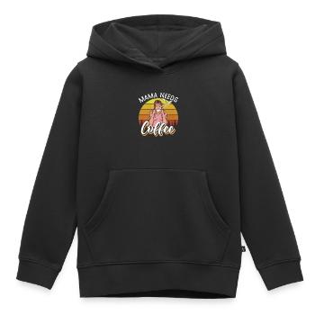 Maman a besoin de café - Sweat Premium à capuche enfant bio - noir - Devant - AI Model Kid Male (0cm)