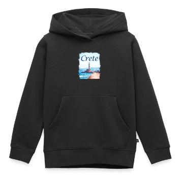 Crète - Kreta - Sweat Premium à capuche enfant bio - noir - Devant - AI Model Kid Male (0cm)