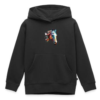Un cadeau spécial pour les passionnés de chevaux - Sweat Premium à capuche enfant bio - noir - Devant - AI Model Kid Male (0cm)