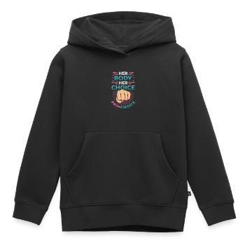 Son corps, son choix, les droits des femmes Pro Choice - Sweat Premium à capuche enfant bio - noir - Devant - AI Model Kid Male (0cm)