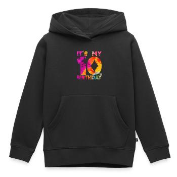 10TH BIRTHDAY UNICORN IT'S MY 10TH BIRTHDAY - Kids Premium Organic Hoodie - black - Front - AI Model Kid Male (0cm)