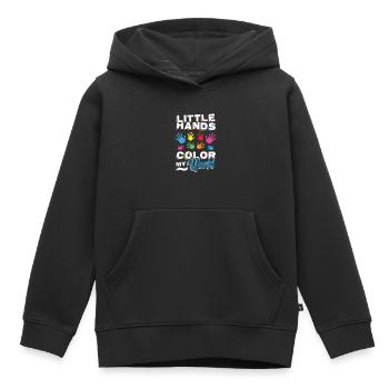 Little Hands Color My World, enseignante de maternelle - Sweat Premium à capuche enfant bio - noir - Devant - AI Model Kid Male (0cm)