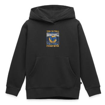 Große Volleyball-Liebhaber - Größe und Volleyball - Kinder Premium Organic Hoodie - Schwarz - Vorne - AI Model Kid Male (0cm)