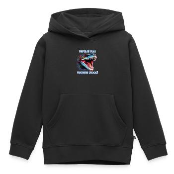 Tête de reptile, Règle des reptiles, Bave de plumes - Sweat Premium à capuche enfant bio - noir - Devant - AI Model Kid Male (0cm)