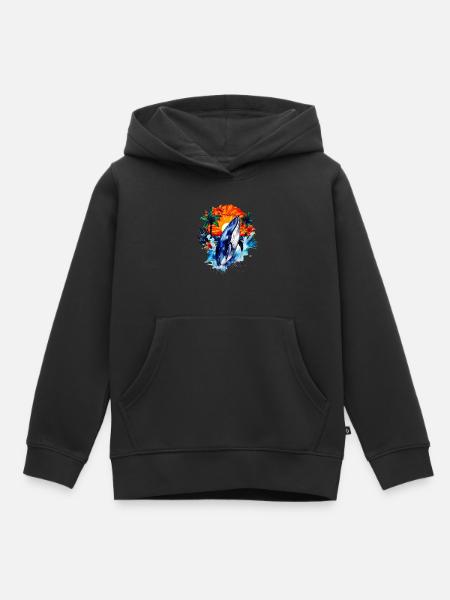 Blauwal - Kinder Premium Organic Hoodie - Schwarz