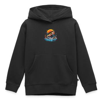 Poisson bar - Sweat Premium à capuche enfant bio - noir - Devant - AI Model Kid Male (0cm)