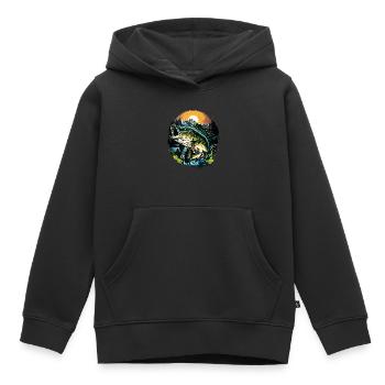 Poisson bar - Sweat Premium à capuche enfant bio - noir - Devant - AI Model Kid Male (0cm)