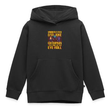 Le champion invaincu des blagues de papa fait de mauvais jeux de mots sur la façon dont je regarde - Sweat Premium à capuche enfant bio - noir - Devant - AI Model Kid Male (0cm)