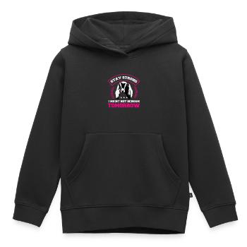 Murmures de chèvre nubienne - Sweat Premium à capuche enfant bio - noir - Devant - AI Model Kid Male (0cm)