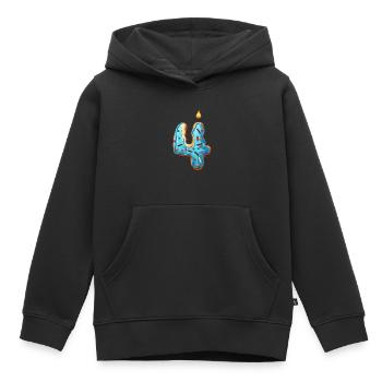 NUMMER 4 KUCHEN SWEET 4. GEBURTSTAG - Kinder Premium Organic Hoodie - Schwarz - Vorne - AI Model Kid Male (0cm)