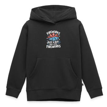 Pyrotechnie Feux d’artifice Pyrotechnie - Sweat Premium à capuche enfant bio - noir - Devant - AI Model Kid Male (0cm)