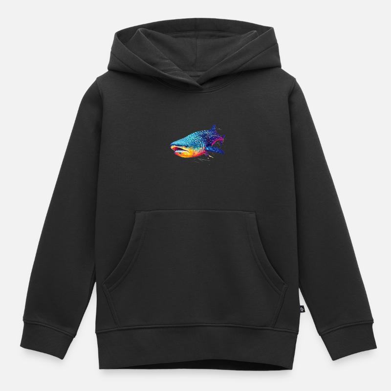 Requin-baleine - Sweat Premium à capuche enfant bio - noir