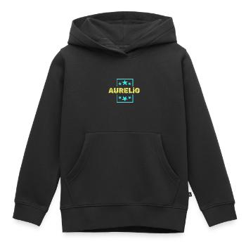 Vorname Aurelio - Kinder Premium Organic Hoodie - Schwarz - Vorne - AI Model Kid Male (0cm)