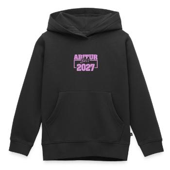 2027 - Kinder Premium Organic Hoodie - Schwarz - Vorne - AI Model Kid Male (0cm)