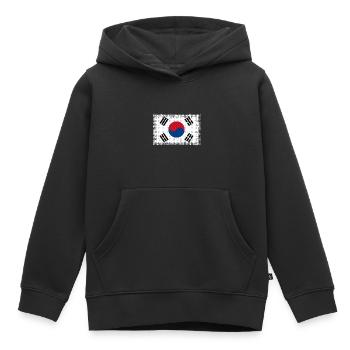 Corée du Sud - Sweat Premium à capuche enfant bio - noir - Devant - AI Model Kid Male (0cm)