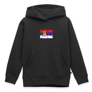 Serbie Serbie - Sweat Premium à capuche enfant bio - noir - Devant - AI Model Kid Male (0cm)