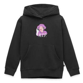 R.I.P. Reine Elizabeth - Sweat Premium à capuche enfant bio - noir - Devant - AI Model Kid Male (0cm)