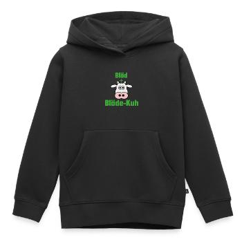 Blöde Kuh Spruch Geschenk provokant Rind Dumm Frau - Kinder Premium Organic Hoodie - Schwarz - Vorne - AI Model Kid Male (0cm)