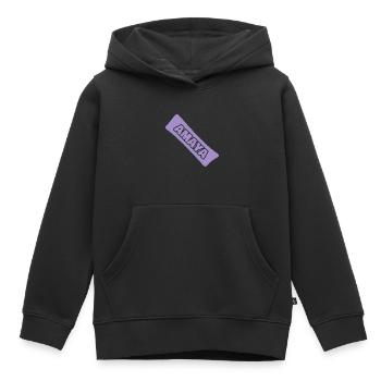 Nom : Amaya - Sweat Premium à capuche enfant bio - noir - Devant - AI Model Kid Male (0cm)