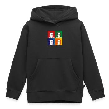 Johann Sebastian Bach im Cartoon Style - Kinder Premium Organic Hoodie - Schwarz - Vorne - AI Model Kid Male (0cm)