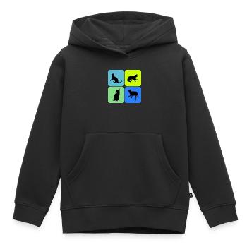 Katze Katze Katze Katze Katze Katze, Geschenk - Kinder Premium Organic Hoodie - Schwarz - Vorne - AI Model Kid Male (0cm)