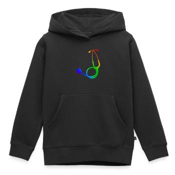 Stéthoscope de couleur | Stethoscope coloured - Sweat Premium à capuche enfant bio - noir - Devant - AI Model Kid Male (0cm)