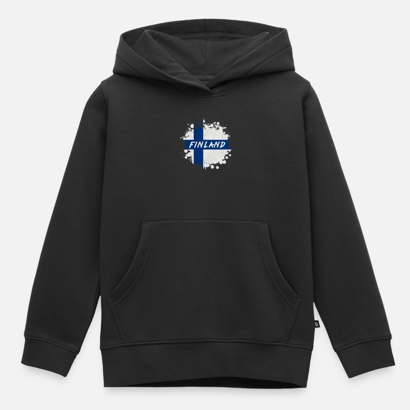 Finlande Klecks / Cadeau Finlande Helsinki Turku - Sweat Premium à capuche enfant bio - noir