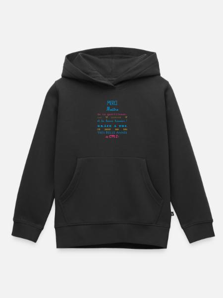 merci maitre cm2 école - Sweat Premium à capuche enfant bio - noir