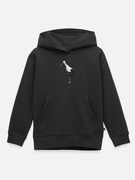cigogne - Sweat Premium à capuche enfant bio - noir