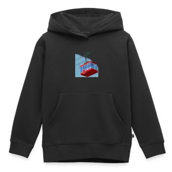 téléphérique hiver rouge - Sweat Premium à capuche enfant bio - noir - Devant - AI Model Kid Male (0cm)