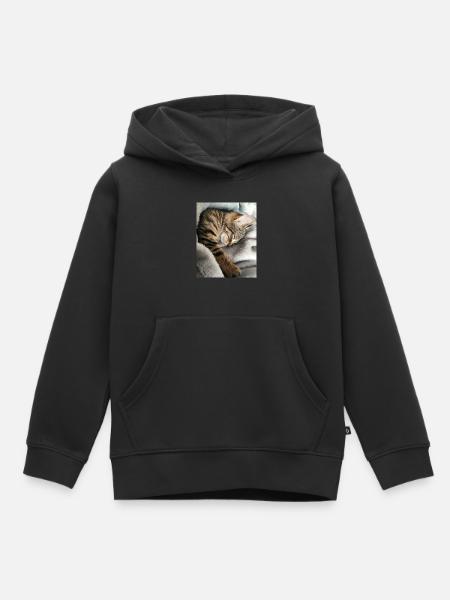 chat - Sweat Premium à capuche enfant bio - noir