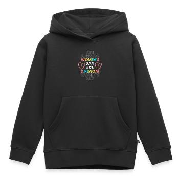 women's day - Sweat Premium à capuche enfant bio - noir - Devant - AI Model Kid Male (0cm)